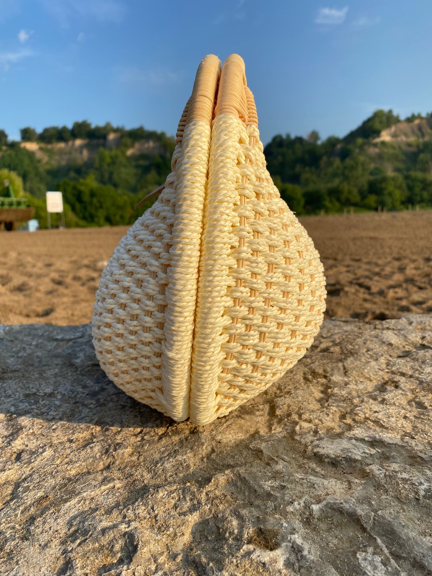 Rattan Straw Clutch Purse - White